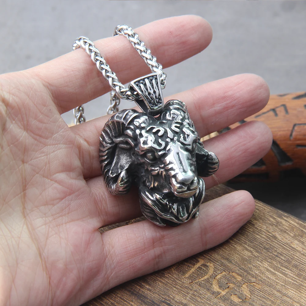 stainless steel Angel Satan Goat Head Demon Eye Pendant Necklace Vintage Goth Punk Men's Jewelry Accessory with wooden box stainless steel Angel Satan Goat Head Demon Eye Pendant Necklace Vintage Goth Punk Men's Jewelry Accessory with wooden box