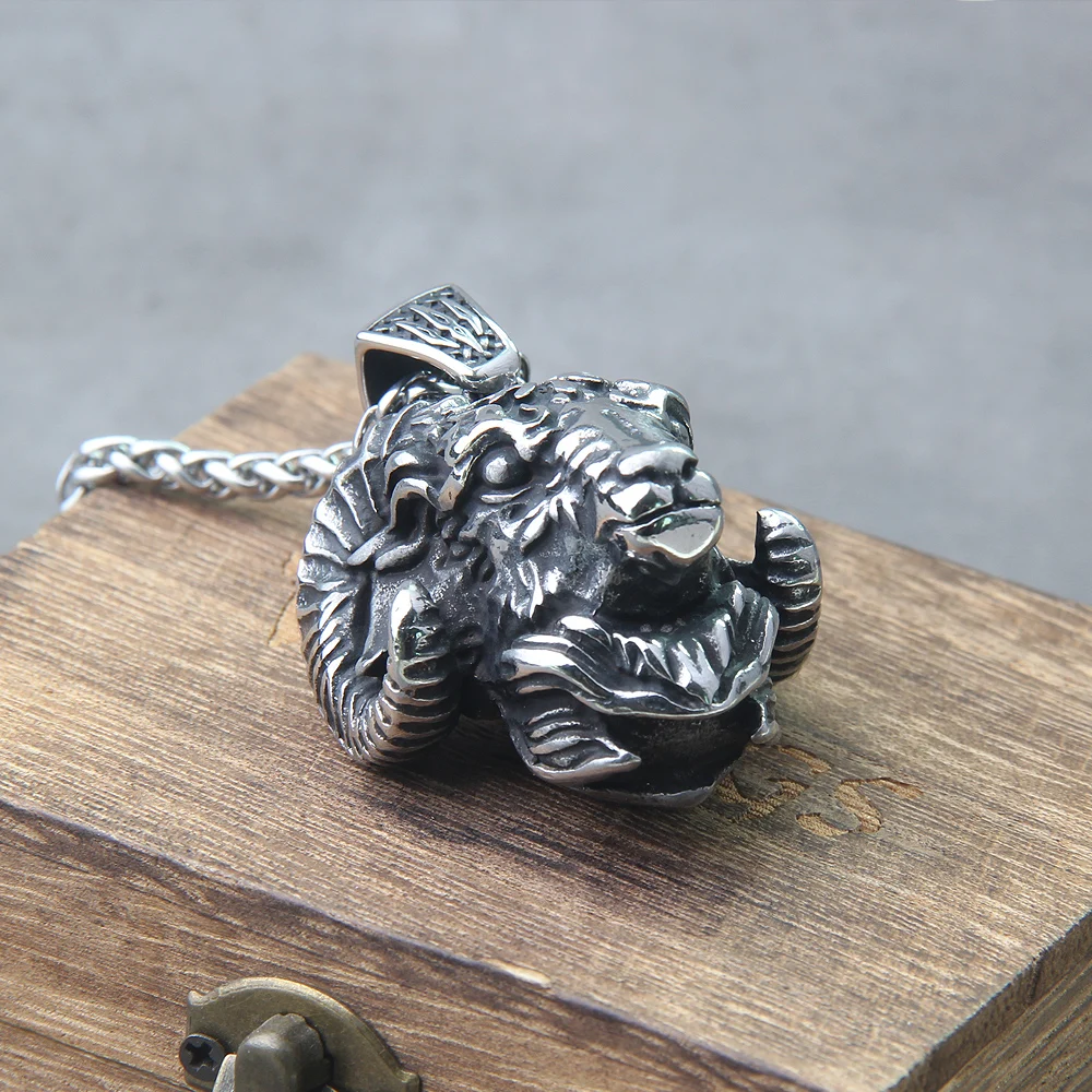 stainless steel Angel Satan Goat Head Demon Eye Pendant Necklace Vintage Goth Punk Men\’s Jewelry Accessory with wooden box stainless steel Angel Satan Goat Head Demon Eye Pendant Necklace Vintage Goth Punk Men\'s Jewelry Accessory with wooden box