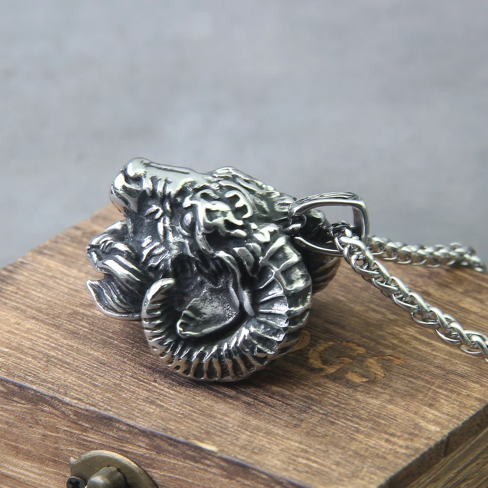 stainless steel Angel Satan Goat Head Demon Eye Pendant Necklace Vintage Goth Punk Men\’s Jewelry Accessory with wooden box stainless steel Angel Satan Goat Head Demon Eye Pendant Necklace Vintage Goth Punk Men\'s Jewelry Accessory with wooden box