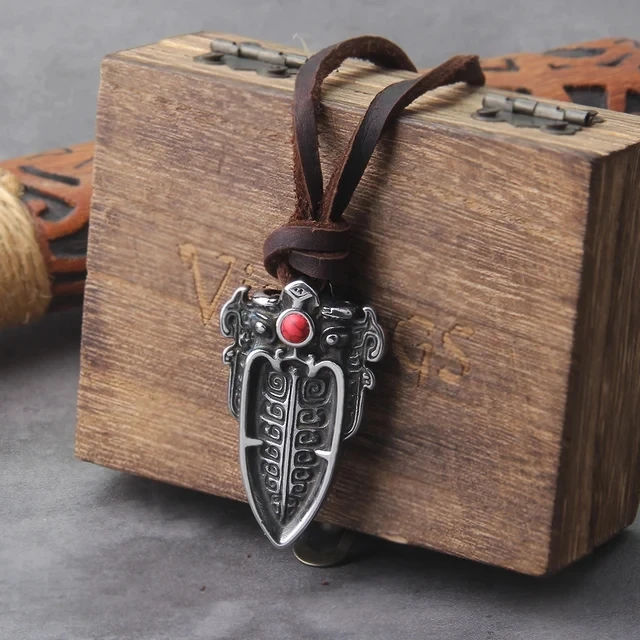 Norse Runes Odin's Spear Gungnir Necklace Men Gold Color Stainless Steel Arrowhead Pendant Valknut Talisman Male Vikings Jewelry