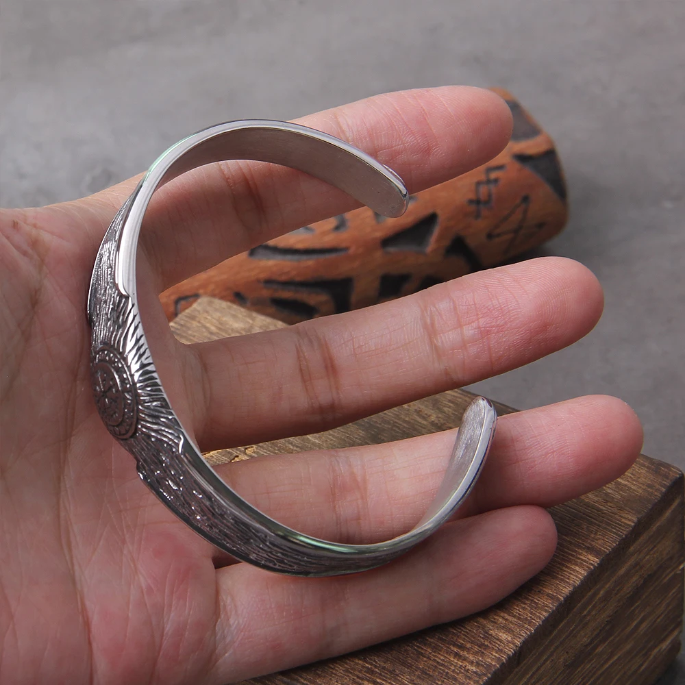 Rock Nordic Viking Celtic Knot Cuff Bangles Bracelets for Men,Solid Stainless Steel Amulet Protection Wristband Gift Jewelry Rock Nordic Viking Celtic Knot Cuff Bangles Bracelets for Men,Solid Stainless Steel Amulet Protection Wristband Gift Jewelry