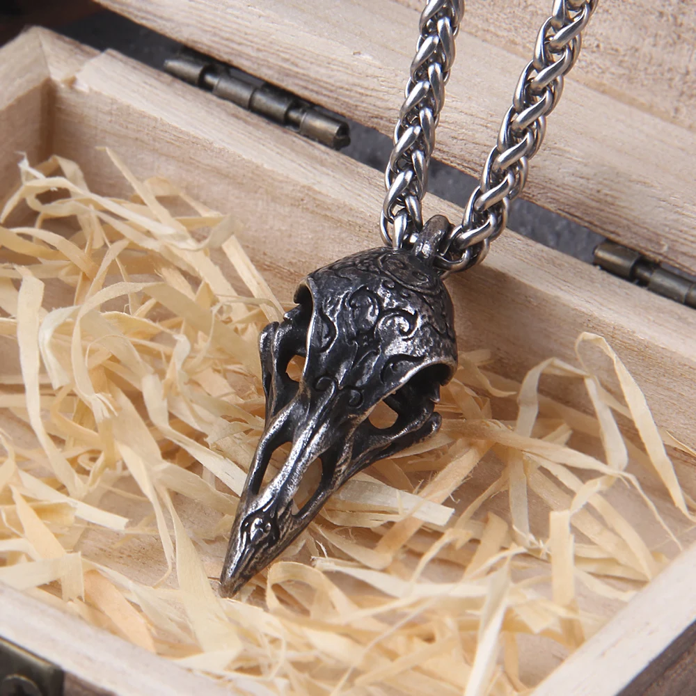 Odin Crow Skull Pendant – Viking Raven Necklace for Men & Women | Stainless Steel Gothic Jewelry Odin Crow Skull Pendant – Viking Raven Necklace for Men & Women | Stainless Steel Gothic Jewelry
