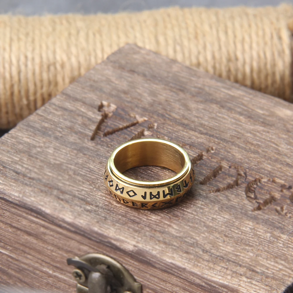 Viking Rune Spinner Ring – Stainless Steel Rotating Chain Ring for Men Viking Rune Spinner Ring – Stainless Steel Rotating Chain Ring for Men