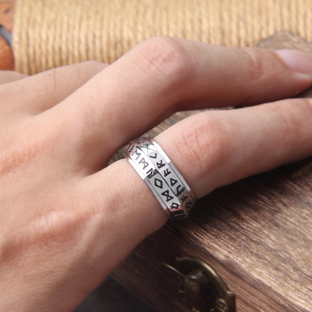 Viking Rune Spinner Ring – Stainless Steel Rotating Chain Ring for Men Viking Rune Spinner Ring – Stainless Steel Rotating Chain Ring for Men
