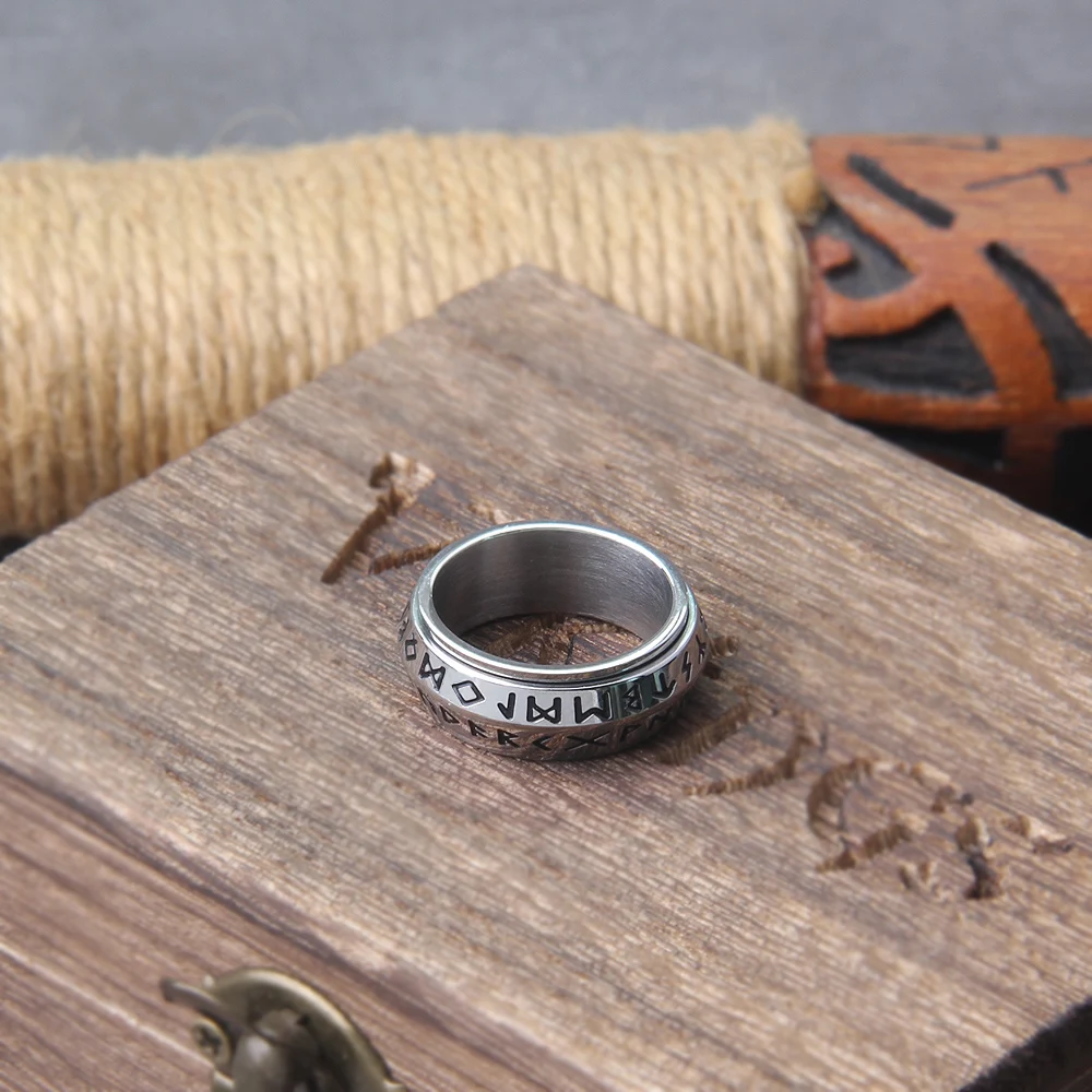 Viking Rune Spinner Ring – Stainless Steel Rotating Chain Ring for Men Viking Rune Spinner Ring – Stainless Steel Rotating Chain Ring for Men