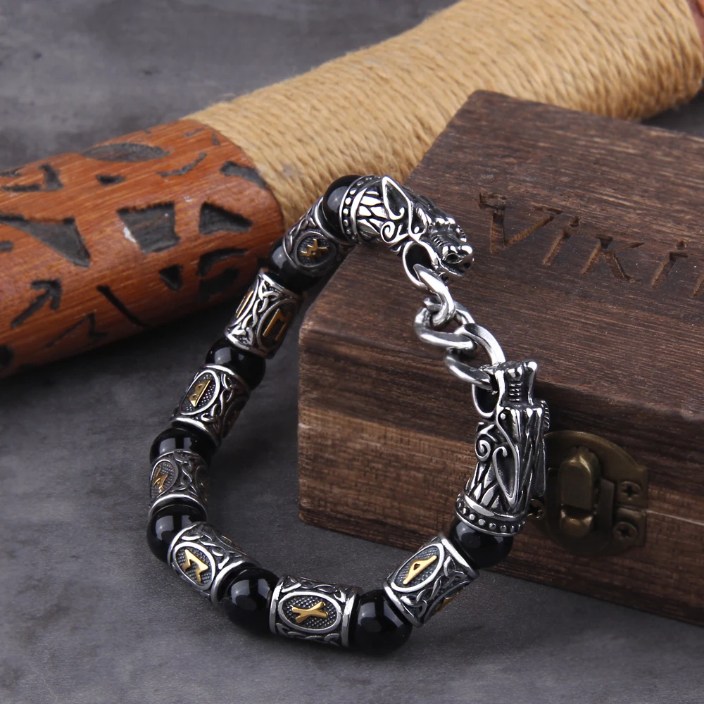Black Stainless Steel Nordic Viking Norse Dragon Bracelet – Men's Cuff Wristband with Wooden Gift Box Black Stainless Steel Nordic Viking Norse Dragon Bracelet – Men's Cuff Wristband with Wooden Gift Box