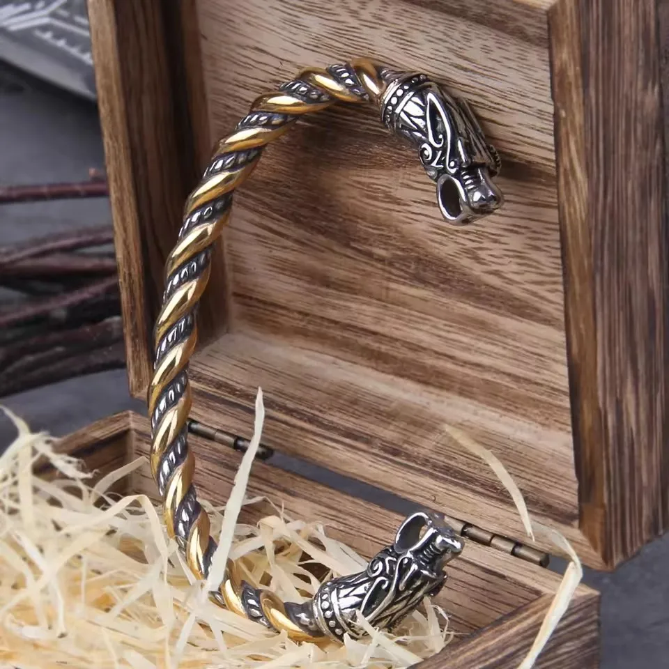 Black Stainless Steel Nordic Viking Norse Dragon Bracelet – Men's Cuff Wristband with Wooden Gift Box Black Stainless Steel Nordic Viking Norse Dragon Bracelet – Men's Cuff Wristband with Wooden Gift Box