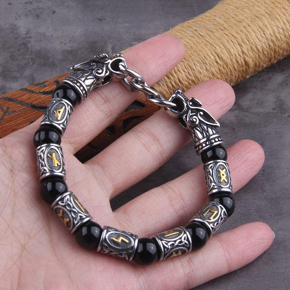 Black Stainless Steel Nordic Viking Norse Dragon Bracelet – Men's Cuff Wristband with Wooden Gift Box Black Stainless Steel Nordic Viking Norse Dragon Bracelet – Men's Cuff Wristband with Wooden Gift Box