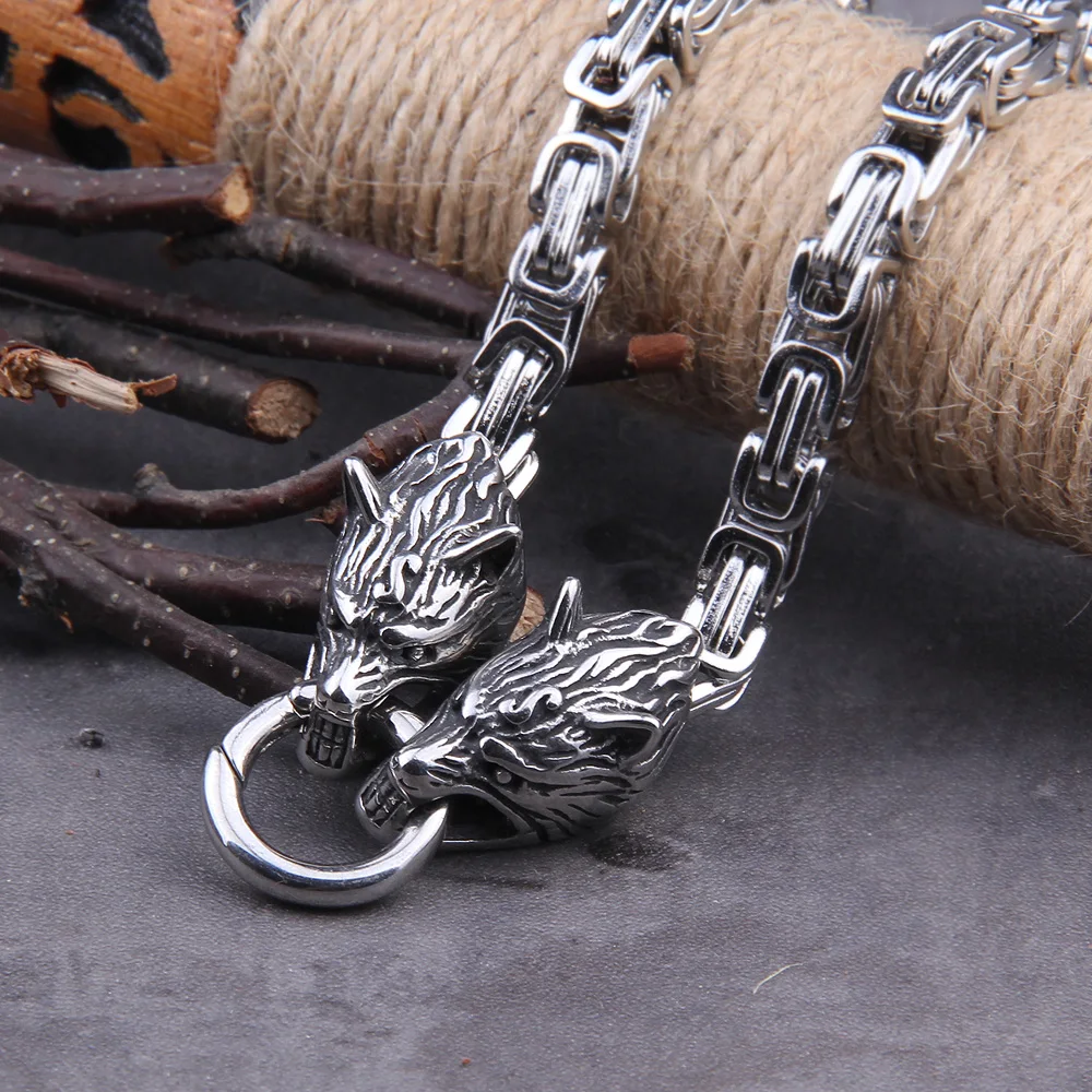 Wolf Head Thor’s Hammer Necklace – Stainless Steel Viking Pendant Wolf Head Thor’s Hammer Necklace – Stainless Steel Viking Pendant