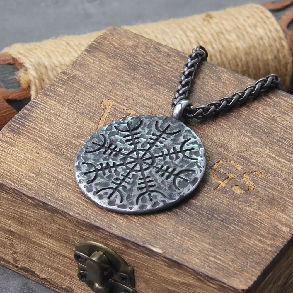 Helm of Awe & Vegvisir Rune Necklace – Viking Stainless Steel Pendant Helm of Awe & Vegvisir Rune Necklace – Viking Stainless Steel Pendant
