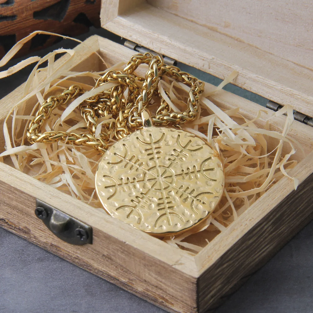 Helm of Awe & Vegvisir Rune Necklace – Viking Stainless Steel Pendant Helm of Awe & Vegvisir Rune Necklace – Viking Stainless Steel Pendant