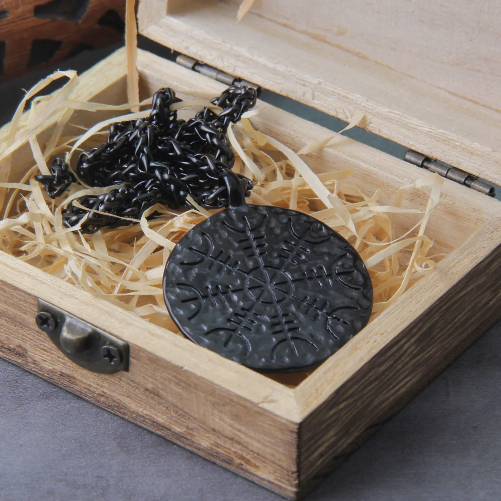 Helm of Awe & Vegvisir Rune Necklace – Viking Stainless Steel Pendant Helm of Awe & Vegvisir Rune Necklace – Viking Stainless Steel Pendant