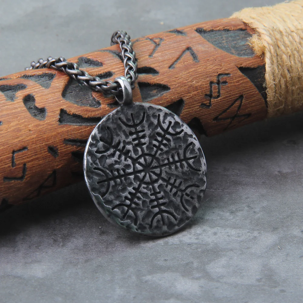 Helm of Awe & Vegvisir Rune Necklace – Viking Stainless Steel Pendant Helm of Awe & Vegvisir Rune Necklace – Viking Stainless Steel Pendant