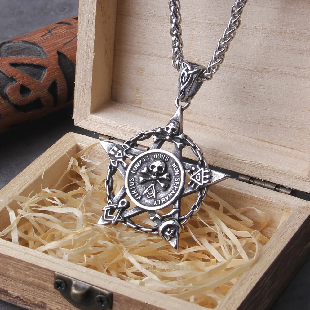Satan Skull Hell Necklace – Stainless Steel Freemasons Pendan Satan Skull Hell Necklace – Stainless Steel Freemasons Pendan