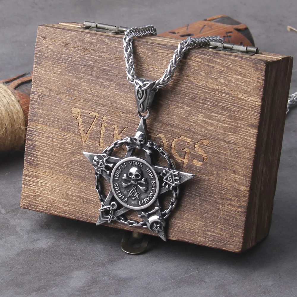 Satan Skull Hell Necklace – Stainless Steel Freemasons Pendan Satan Skull Hell Necklace – Stainless Steel Freemasons Pendan