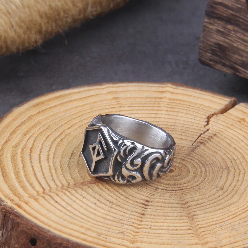 Geometric Signet Ring – Glossy Stainless Steel Punk Style