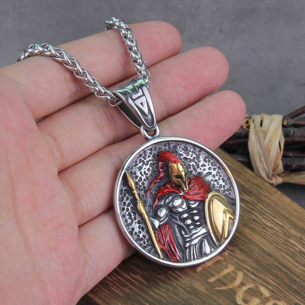 Spartan Shield Necklace – Ancient Greek Warrior Pendant in Stainless Steel Spartan Shield Necklace – Ancient Greek Warrior Pendant in Stainless Steel