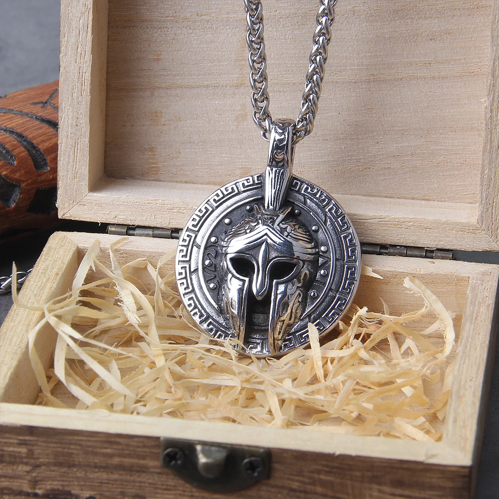 Spartan Shield Necklace – Ancient Greek Warrior Pendant in Stainless Steel