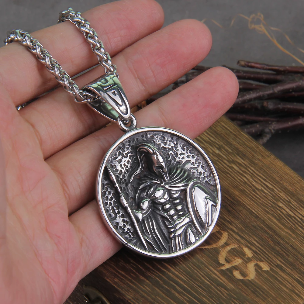 Spartan Shield Necklace – Ancient Greek Warrior Pendant in Stainless Steel Spartan Shield Necklace – Ancient Greek Warrior Pendant in Stainless Steel