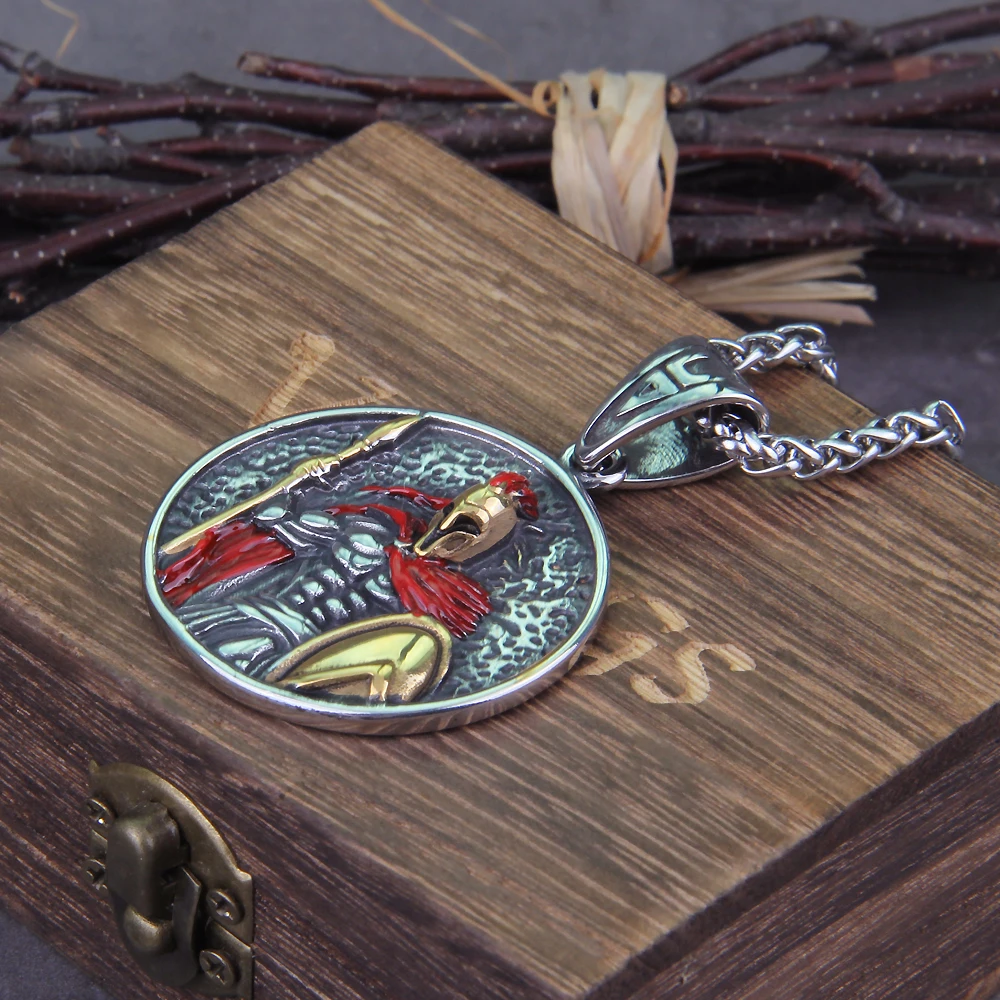 Spartan Shield Necklace – Ancient Greek Warrior Pendant in Stainless Steel Spartan Shield Necklace – Ancient Greek Warrior Pendant in Stainless Steel