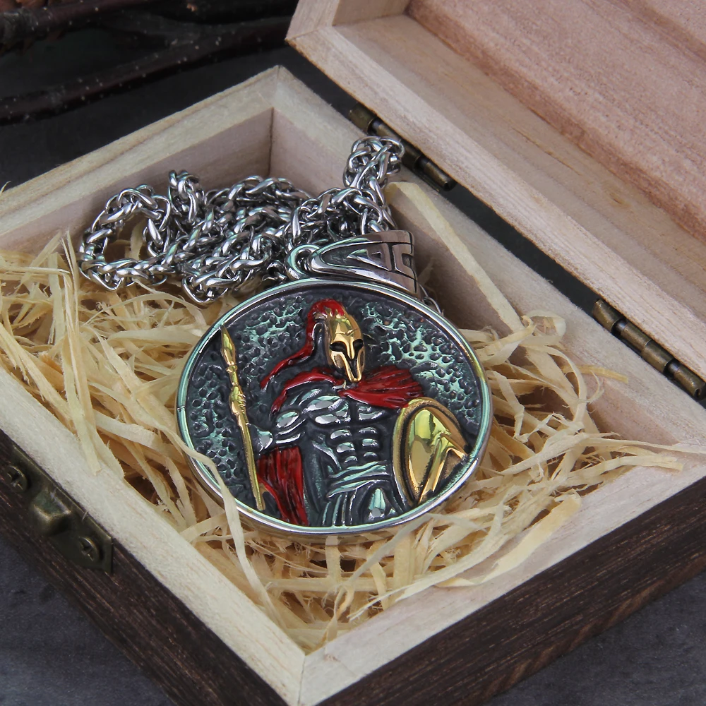 Spartan Shield Necklace – Ancient Greek Warrior Pendant in Stainless Steel Spartan Shield Necklace – Ancient Greek Warrior Pendant in Stainless Steel
