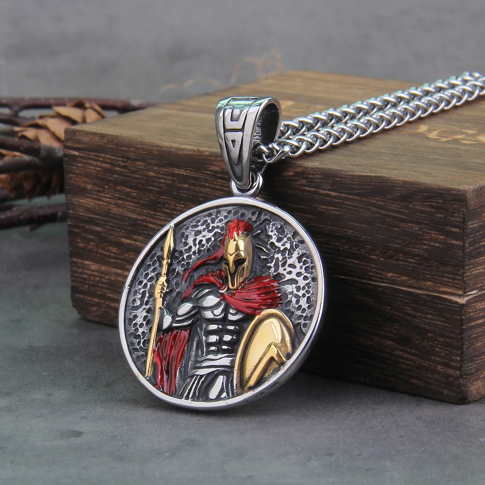 Spartan Shield Necklace – Ancient Greek Warrior Pendant in Stainless Steel Spartan Shield Necklace – Ancient Greek Warrior Pendant in Stainless Steel
