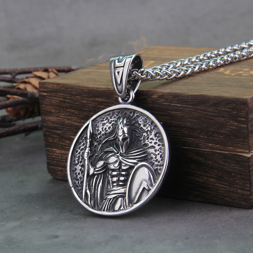 Spartan Shield Necklace – Ancient Greek Warrior Pendant in Stainless Steel Spartan Shield Necklace – Ancient Greek Warrior Pendant in Stainless Steel