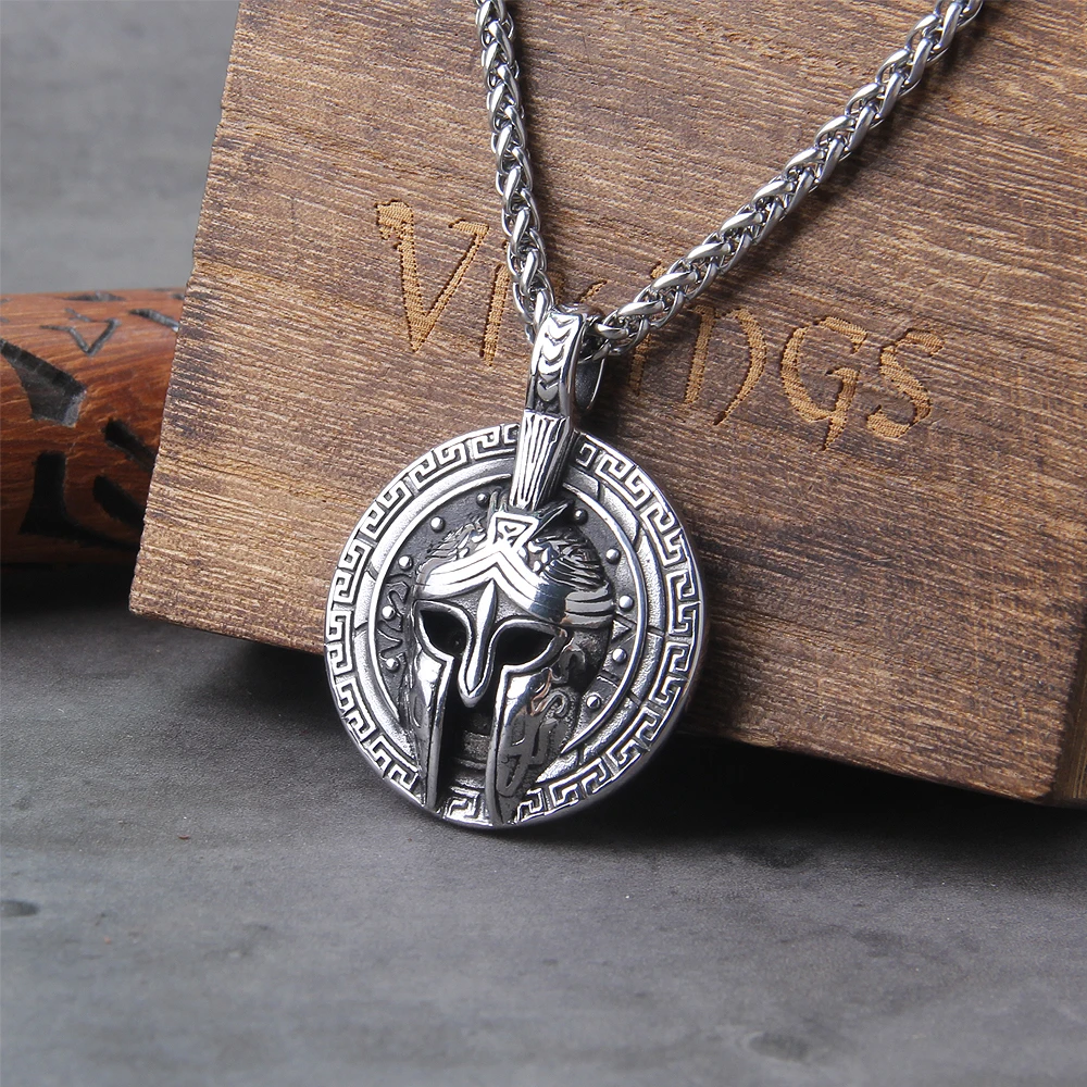 Spartan Shield Necklace – Ancient Greek Warrior Pendant in Stainless Steel