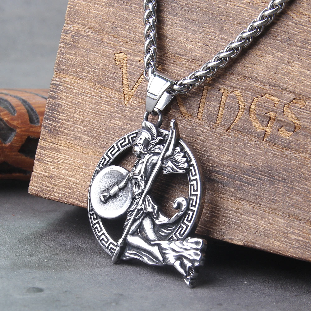 Spartan Shield Necklace – Ancient Greek Warrior Pendant in Stainless Steel