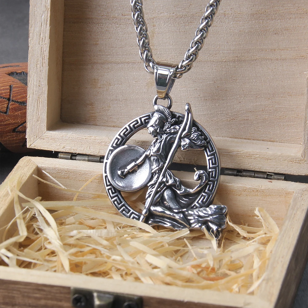 Spartan Shield Necklace – Ancient Greek Warrior Pendant in Stainless Steel