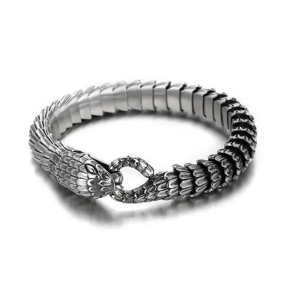 Black Snake Chain Bracelet – Gothic Stainless Steel Wristband for Men & Women