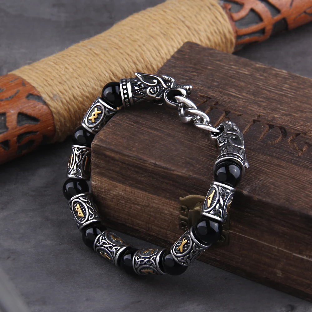 Viking Dragon Bracelet – Black Stainless Steel Norse Cuff for Men Viking Dragon Bracelet – Black Stainless Steel Norse Cuff for Men