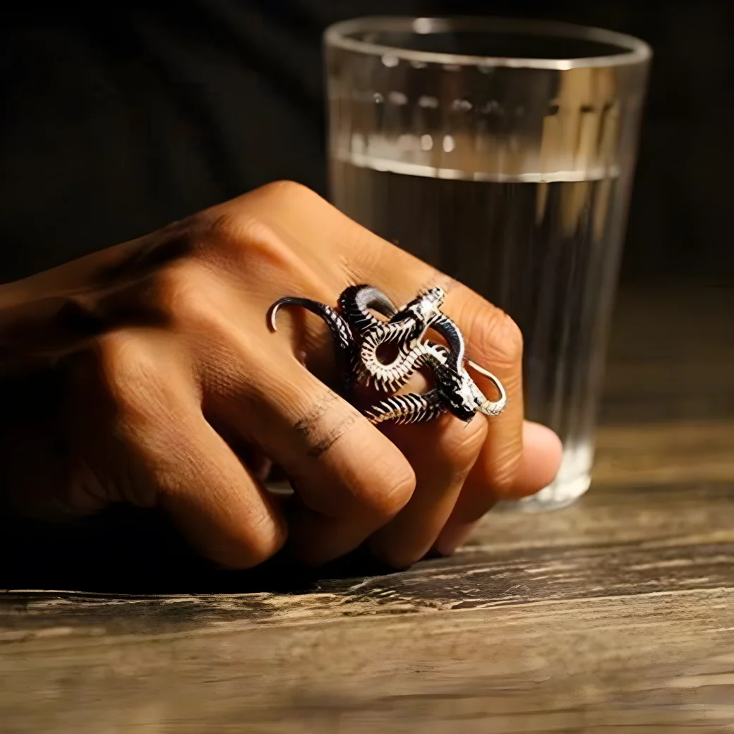 Gothic Snake Ring – Black Mamba Dragon Head Adjustable Band Gothic Snake Ring – Black Mamba Dragon Head Adjustable Band