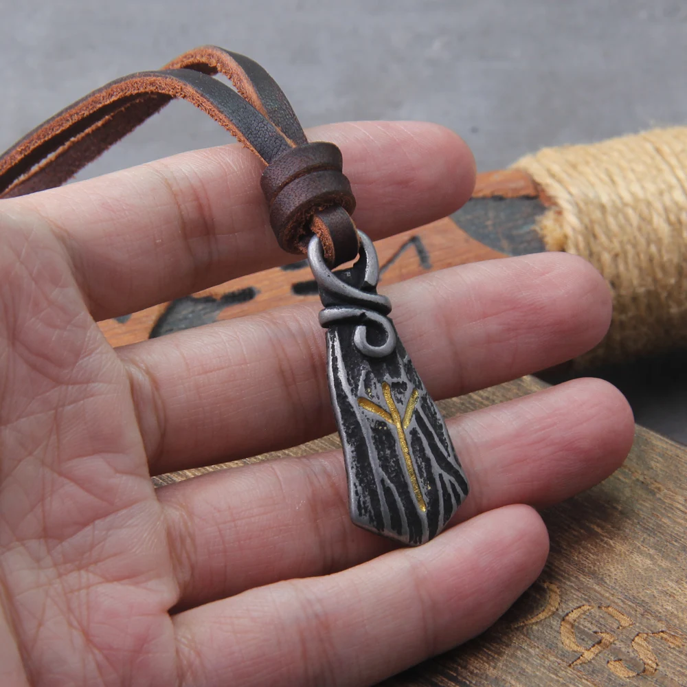 Viking Rune Pendant – Gray Stainless Steel Necklace for Men Viking Rune Pendant – Gray Stainless Steel Necklace for Men