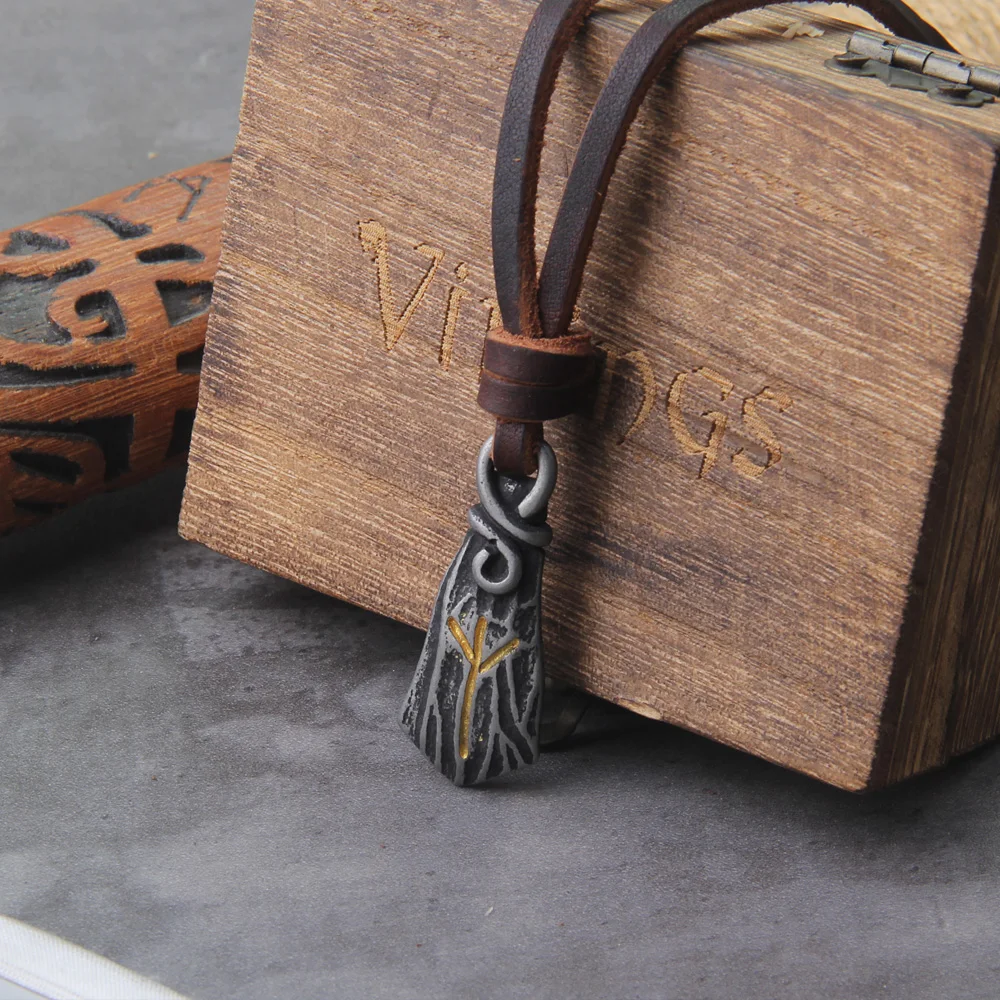 Viking Rune Pendant – Gray Stainless Steel Necklace for Men Viking Rune Pendant – Gray Stainless Steel Necklace for Men