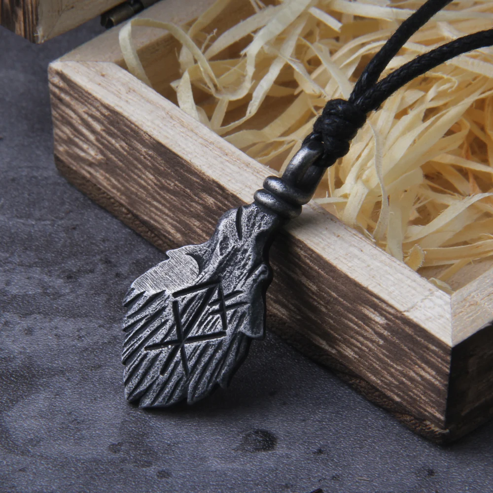 Viking Rune Pendant – Gray Stainless Steel Necklace for Men Viking Rune Pendant – Gray Stainless Steel Necklace for Men