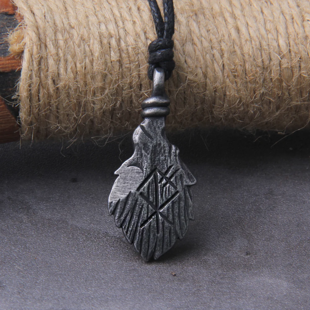 Viking Rune Pendant – Gray Stainless Steel Necklace for Men Viking Rune Pendant – Gray Stainless Steel Necklace for Men