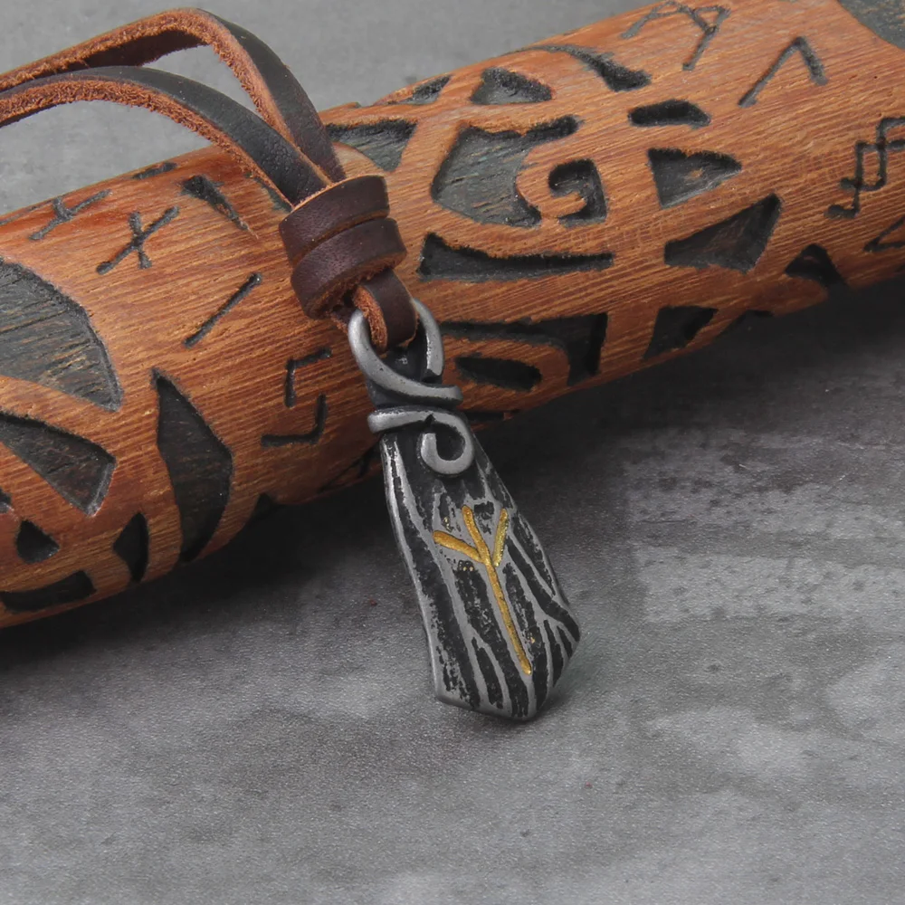 Viking Rune Pendant – Gray Stainless Steel Necklace for Men Viking Rune Pendant – Gray Stainless Steel Necklace for Men