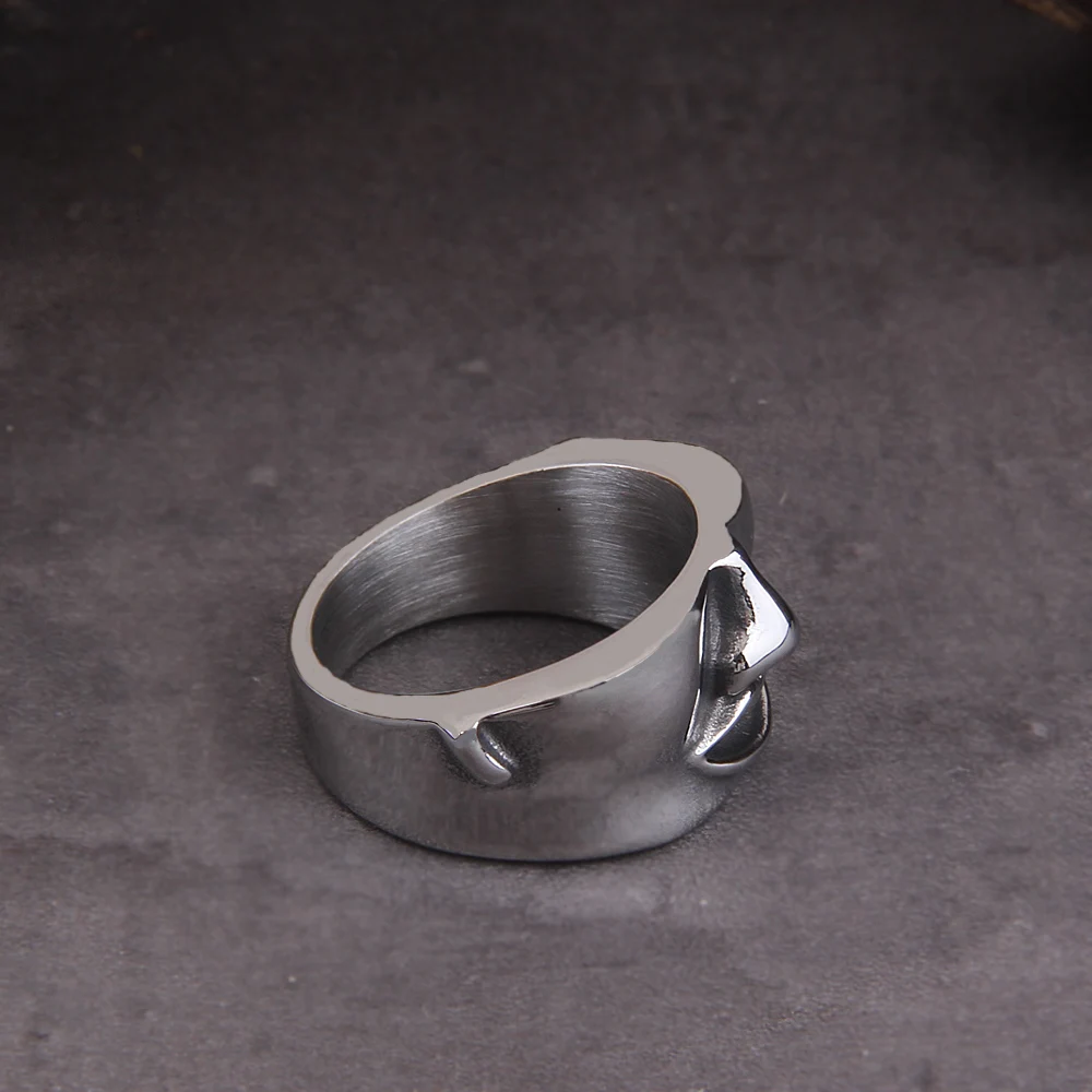 Punk Face Split Ring – Gothic Stainless Steel Biker Jewelry