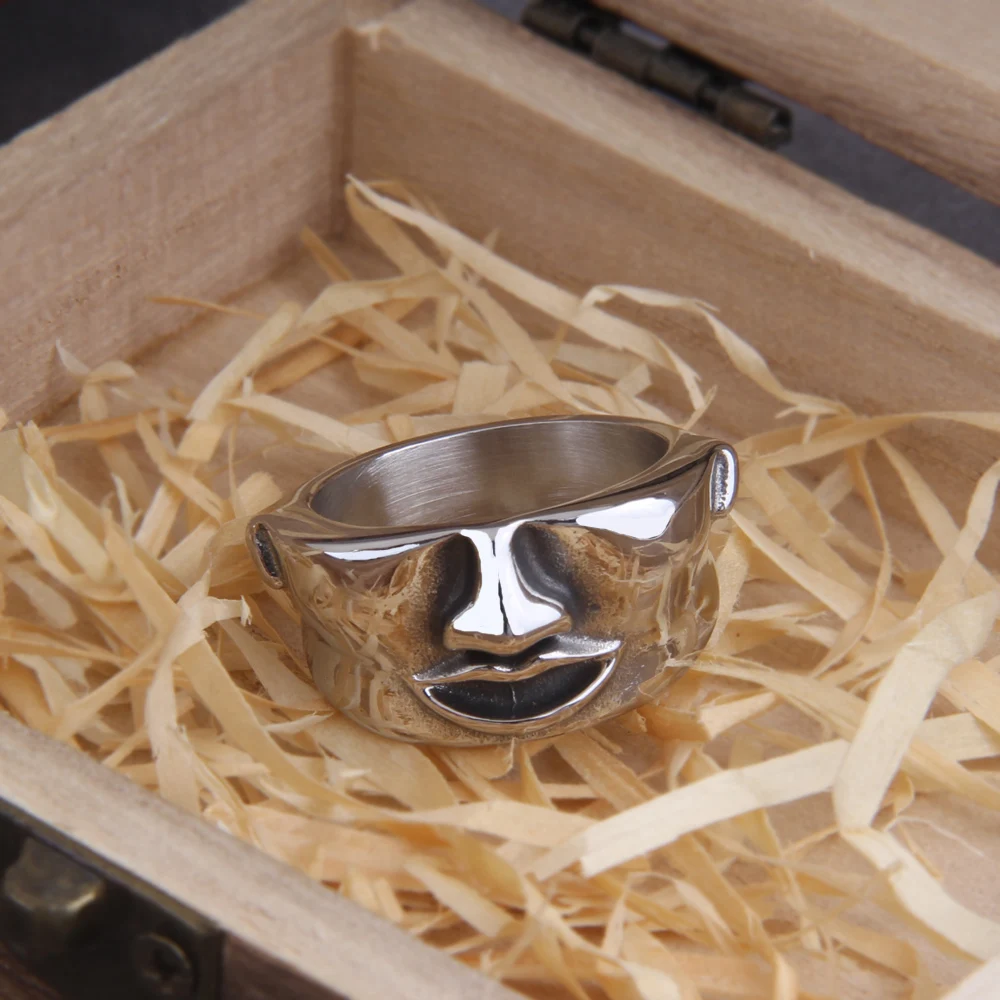 Punk Face Split Ring – Gothic Stainless Steel Biker Jewelry