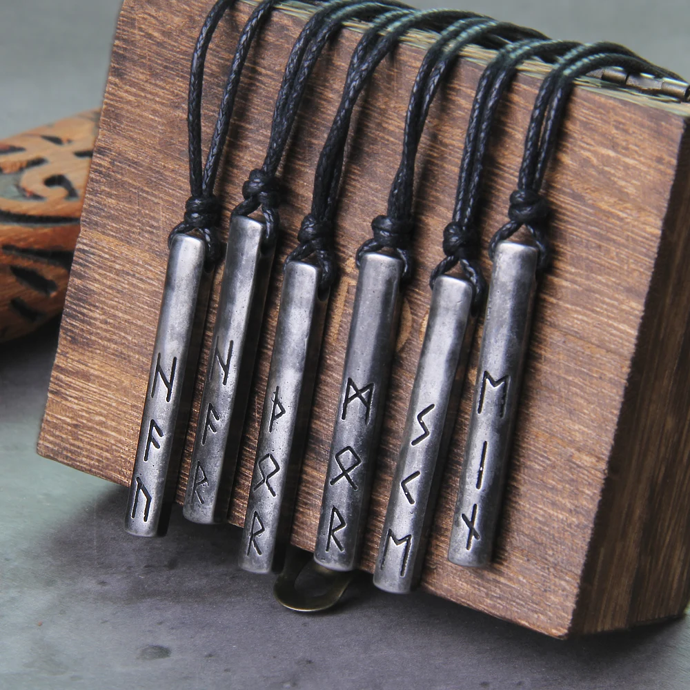 Norse Mythology Symbols Necklace – Viking Rune Amulet Pendant