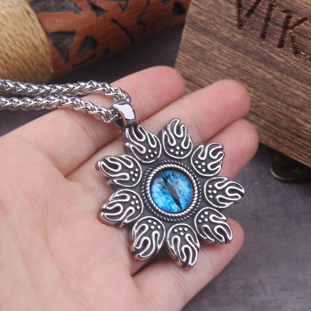 Blue Magic Eye Pendant Necklace – 316L Stainless Steel Fire Art Jewelry Blue Magic Eye Pendant Necklace – 316L Stainless Steel Fire Art Jewelry