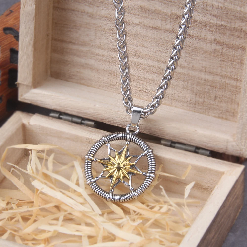 Silver Hexagram Compass Pendant – 12-Point Star Stainless Steel Necklace for Men & Women Silver Hexagram Compass Pendant – 12-Point Star Stainless Steel Necklace for Men & Women