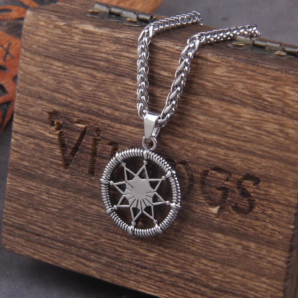 Silver Hexagram Compass Pendant – 12-Point Star Stainless Steel Necklace for Men & Women Silver Hexagram Compass Pendant – 12-Point Star Stainless Steel Necklace for Men & Women