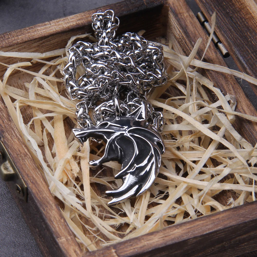 Geralt’s Wolf Head Pendant Necklace – Witcher Wild Hunt Inspired Stainless Steel Amulet Geralt’s Wolf Head Pendant Necklace – Witcher Wild Hunt Inspired Stainless Steel Amulet