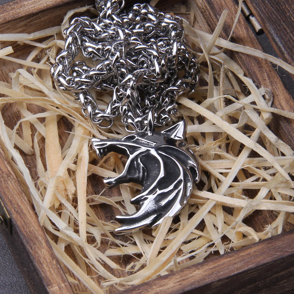 Geralt’s Wolf Head Pendant Necklace – Witcher Wild Hunt Inspired Stainless Steel Amulet Geralt’s Wolf Head Pendant Necklace – Witcher Wild Hunt Inspired Stainless Steel Amulet