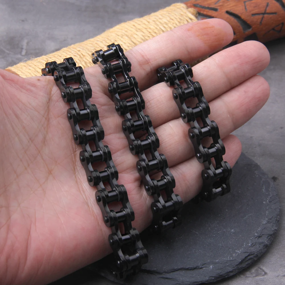 Stainless Steel Motorcycle Chain Bracelet for Men – Heavy Biker Link Wristband Jewelry