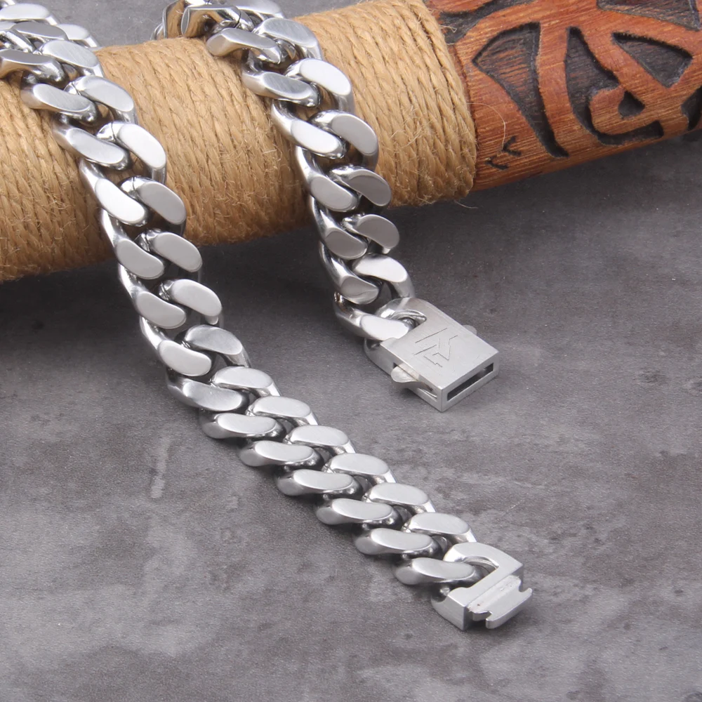 Stainless Steel Motorcycle Chain Bracelet for Men – Heavy Biker Link Wristband Jewelry