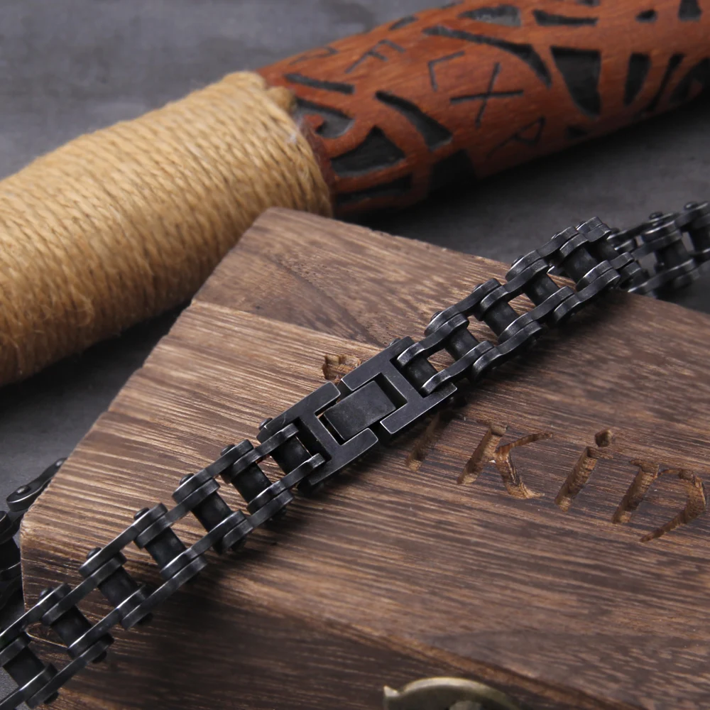 Stainless Steel Motorcycle Chain Bracelet for Men – Heavy Biker Link Wristband Jewelry