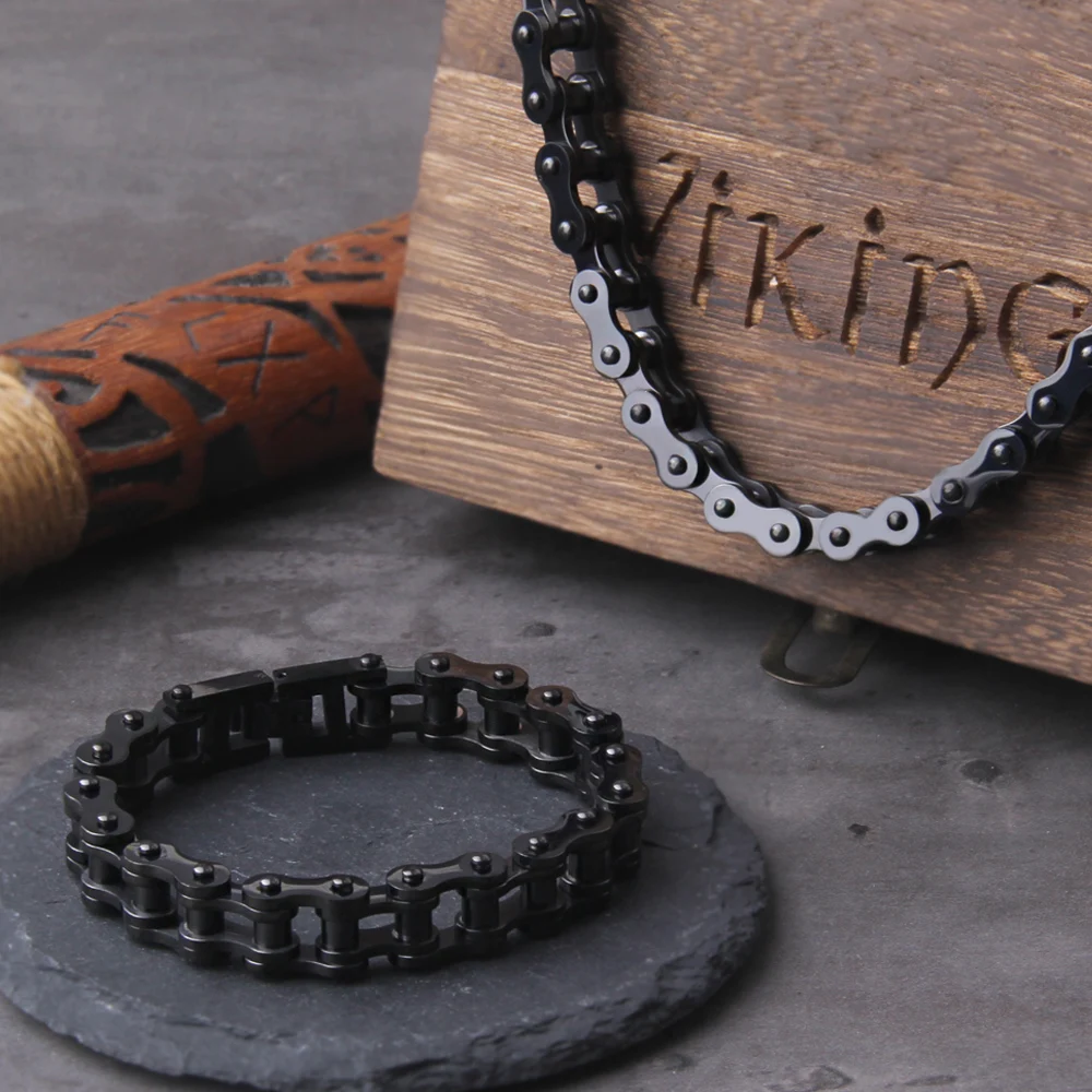 Stainless Steel Motorcycle Chain Bracelet for Men – Heavy Biker Link Wristband Jewelry